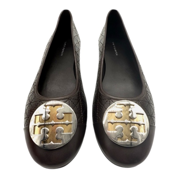 Tory Burch Shoes - New Tory Burch Quilted Minnie Metal Logo Nappa Leather Port Flat Shoes sz 8,5